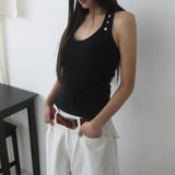 Button-up halter neck top