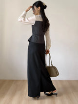 [Belt SET] Souffle Pintuck Layered Blouse