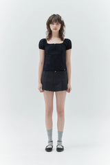KIRSH PLAIN LACE SQUARE NECK BLOUSE - DARK NAVY  