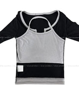 Newz Two-Tone Halter Layered Long Sleeve