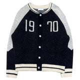 [UNISEX] 1970 バーシティカラーコンビネーション長袖オーバーフィットニットカーディガン (3 colors)