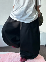HIGH QUALITY✨ダブルポケットスウェットオーバーバルーンワイドロングパンツ - 6 COLORS