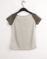 Zver ナグランカラーコンビネーションシースルー半袖Tシャツ