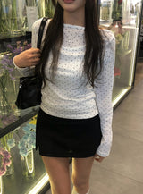 トアドットホルターネックボートネック長袖Tシャツ