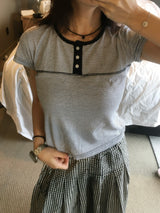 ピクニックハーフボタンTシャツ (4c)