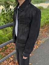 ASCLO S Wash Strong Shoulder Denim Jacket (2color)