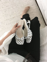Dot Chrome Heel Mules