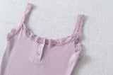 Lilac Lace Button Tank Top 231646396