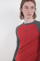 Color-blocked raglan sleeve slim-fit comfortable long-sleeve T-shirt