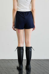 RIBBON JERSEY TRACK MICRO SHORTS / NAVY