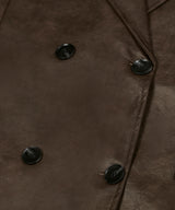 85-VIVA044 [Vegan Leather] Vintage Shape Half Leather Jacket Dark Brown