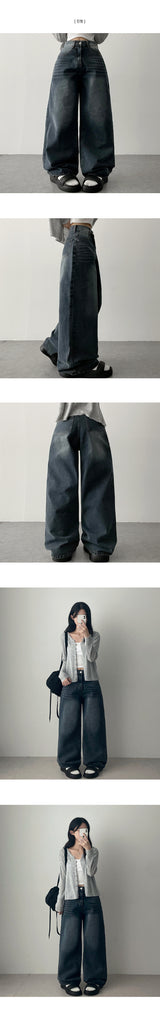 Loafing Natural Washing Daily Denim Wide Pants
