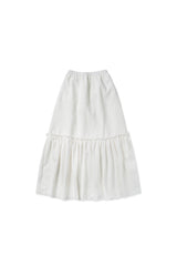 Gather check shirring skirt_ivory