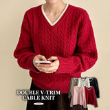 Pure Layered Twisted V-Neck Knitwear