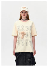 13DE MARZO ベアムーブメントスケッチTシャツ - ベージュ