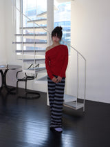 ONE-SHOULDER ELASTIC T (RED)