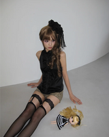 Silk Ruffled Blouse (Black)