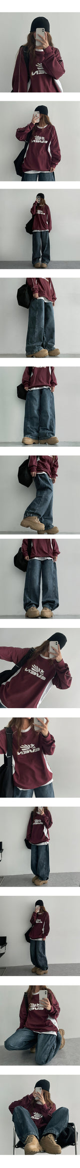[3-tier length][S–3XL] ケッジウォッシングインシジョンサイドタックワイドデニムパンツ (4 colors)