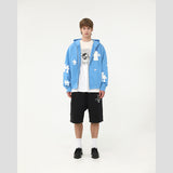 WHITE CROSS ZIP HOODIE
