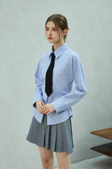 LOWELL SLIM FIT STRIPE SHIRRLING SHIRT / SKY BLUE
