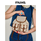 muva.キャンバス ミニ リュック ライトウェイト マルチポケット バッグ