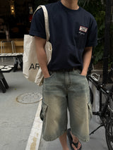 Fairy half cargo denim pants
