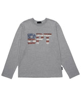 USA Flag Long Sleeve T-Shirt Melange Gray