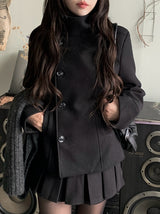 Molan double high neck wool short coat