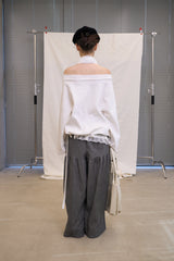 Off Shoulder String Sweatshirt (Ivory)