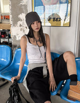 Yojeu Button Ribbed Layer Sleeveless