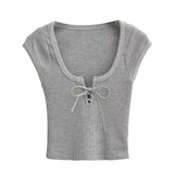 Sienna Ribbed Ribbon Crop Knit Top 231646451