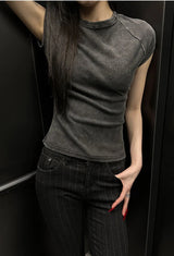 Pigment washing crop t-shirts(4color)