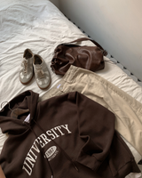  Urban University Embroidery Double Middle Overfit Hoodie