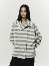 STRIPE COLLAR JACKET GREY