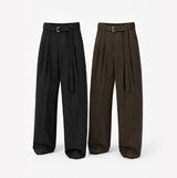 Melo Belted Two-Tuck Wide Slacks