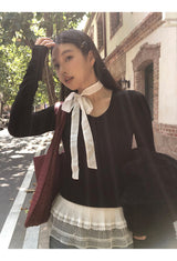 lace frill scarf long-sleeve t-shirt