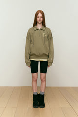 CHERRY ARCH LOGO HALF ZIP UP [LIGHT KHAKI]