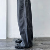 Curved Drawstring Linen Trousers