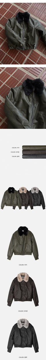 [F/W] Real raccoon fur leather blouson(3color)