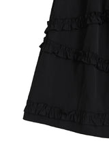 ナイロンフリルカンカンロングスカート (ブラック)