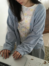 ヒデニフラワーパッチワークパンチングTシャツ