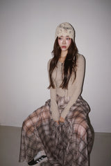 Long Check Chiffon Sharalla Skirt