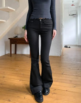 Crow Black Semi-Row Bootcut Pants