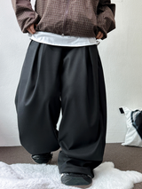 TWO PINTUCK WODE SLACKS LONG PANTS 🩶🖤🤎3COLOLR