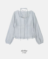 [SHOPPERMADE] セレーヌフリルスクエアブラウス＋ネクタイセット (2color)