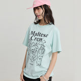マルチーズクルーライングラフィック半袖Tシャツ