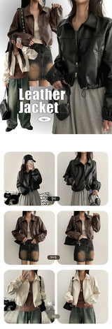 Vero two-way cropped string leather jacket