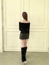 Western belt off slim knit (3color)
