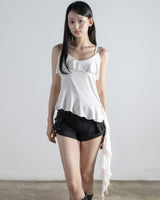Oblique Ruffle Camisole Top White