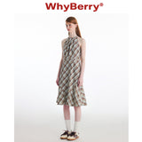 Why Berry 24SS "Mambo Awakens Summer" プレードベストドレスロングキャミソールスカート